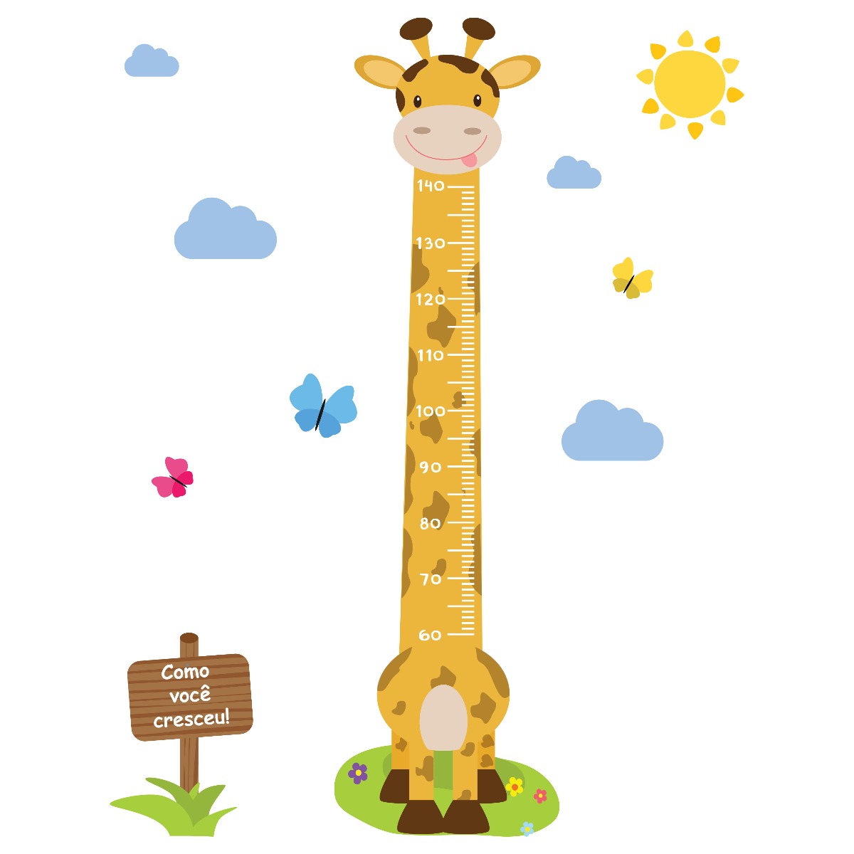Adesivo de Parede Girafa Régua de Crescimento 146cm