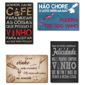 Kit Placa Decorativa MDF Frases Vinho