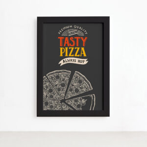 Quadro Cozinha Pizza Frase Tasty Moldura Preta 22x32cm,Quadro Cozinha Pizza Frase Tasty Moldura Preta 22x32cm