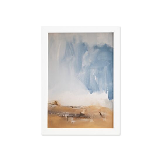 Quadro Abstrato para Sala Deserto Moldura Branca