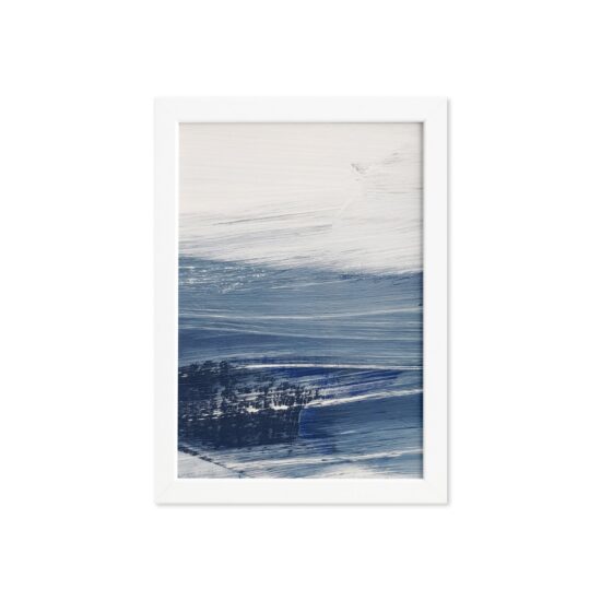 Quadro Abstrato para Sala Oceano Moldura Branca