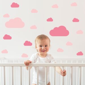 Adesivo de Parede Infantil Nuvens Tons de Rosa