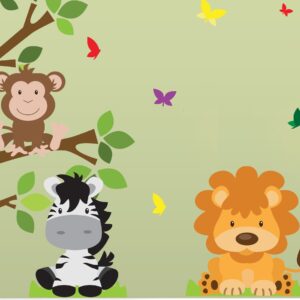 Adesivo de Parede Árvore Safari com Nome Personalizado