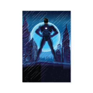 Placa Decorativa Super Heróis Geek Azul Estrela MDF 20x30cm