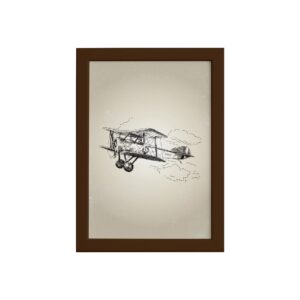 Quadro Vintage Moldura Marrom Avião