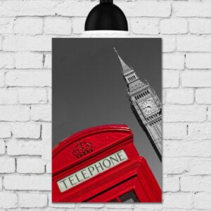 Placa Decorativa MDF Foto Londres Big Ben Telephone