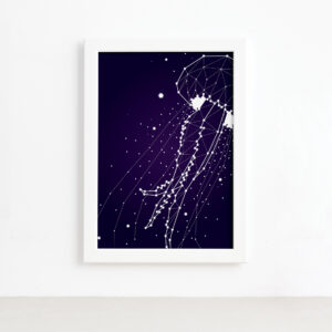 Quadro Constelação Água Viva Moldura Branca 22x32cm,Quadro Constelação Água Viva Moldura Branca 22x32cm