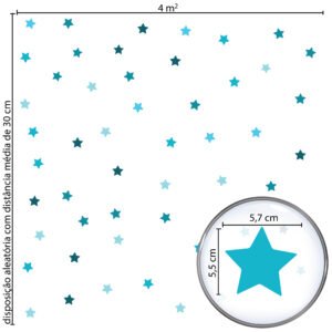 Adesivo de Parede Infantil Estrelas Azul 54un