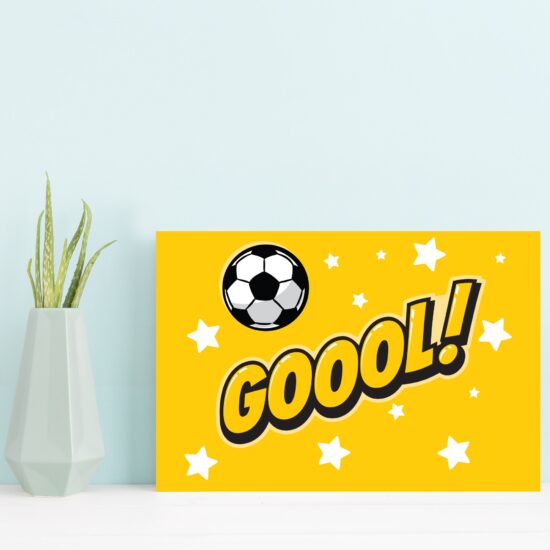 Placa Decorativa MDF Infantil Futebol Gol Amarelo