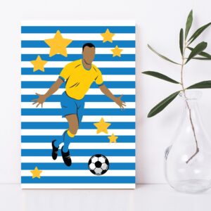 Placa Decorativa MDF Infantil Futebol Gol Jogador Azul