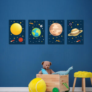 Placa Decorativa Infantil Sistema Solar Kit 4un