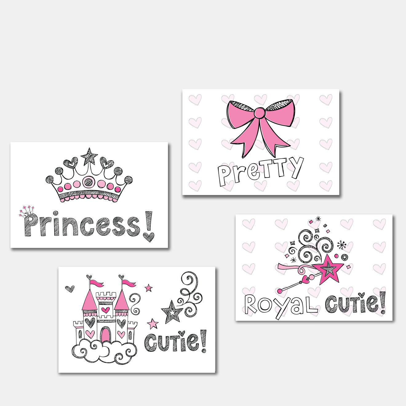 Placa Decorativa para Quarto de Menina Princesa Kit 4un