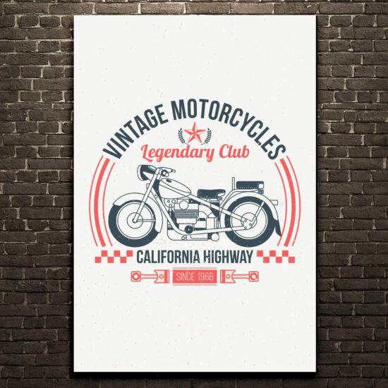 Placa Decorativa MDF Vintage Moto Club  30x40