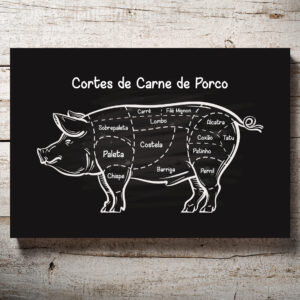 Placa Decorativa Churrasco Cortes Brasileiros de Porco
