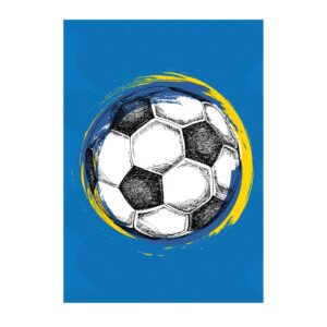 Placa Decorativa MDF Bola de Futebol Fundo Azul