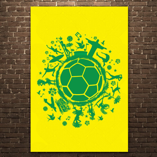 Kit Placas Decorativas País do Futebol Verde Amarela 4un
