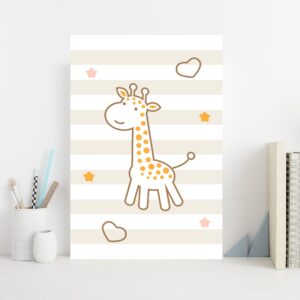Placa Decorativa MDF Infantil Girafa Amarela 30x40cm