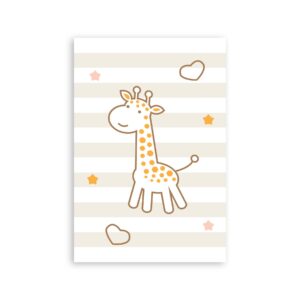 Placa Decorativa Girafa e Hipopótamo Marrom Kit 4un 20x30cm