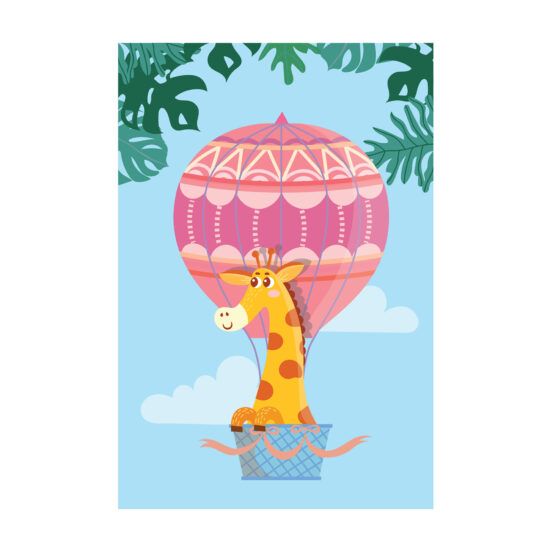 Placa Decorativa Infantil Girafa e Balão 20x30cm,Placa Decorativa Infantil Girafa e Balão 20x30cm