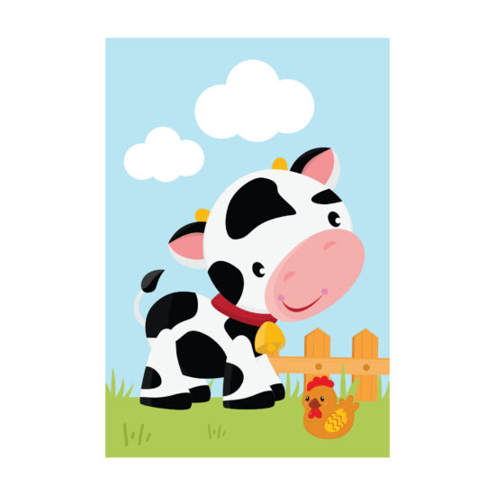 Placa Decorativa Animais da Fazenda Vaca e Galinha 20x30cm,Placa Decorativa Animais da Fazenda Vaca e Galinha 20x30cm