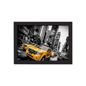Quadro New York Táxi Amarelo Foto Moldura Preta 