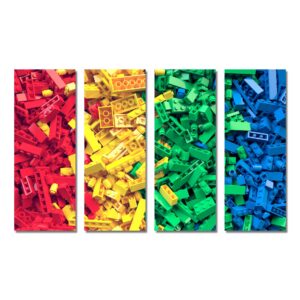 Placa Decorativa Lego Painel MDF Colorido Kit 4 Placas