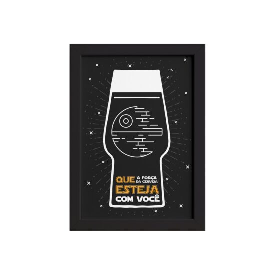 Quadro Geek Jedi Força Cerveja Moldura Preta