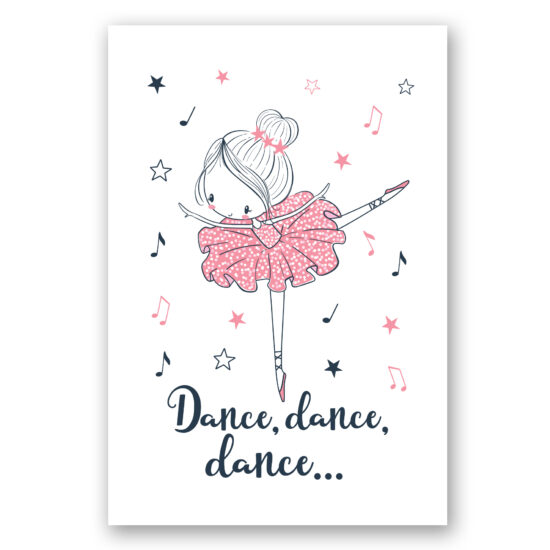 Placa Decorativa Bailarina Frase Dance, Dance, Dance
