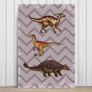Placa Decorativa Infantil Dinossauro Jurassic Roxo 20x30cm