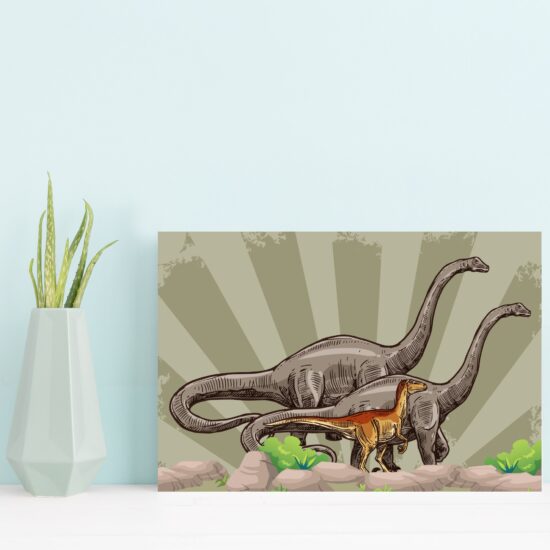 Placa Decorativa Infantil Dinossauro Jurassic Verde 20x30cm