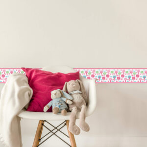 Adesivo de Parede Faixa Decorativa Infantil Floresta Rosa 10m x 10cm