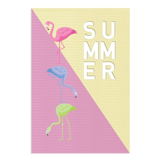 Placa Decorativa MDF Flamingo Summer 30x40cm