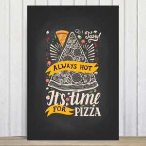 Placa Decorativa MDF Frase Pizza It's Time for 20x30cm