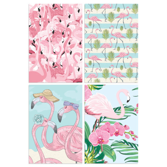 Kit de Placas Decorativas Flamingos Tropicais 4un