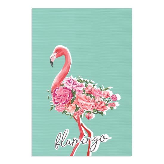 Placa Decorativa MDF Flamingos e Flores 30x40cm