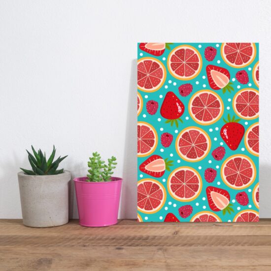 Placa Decorativa MDF Frutas Coloridas Mistas 20x30cm