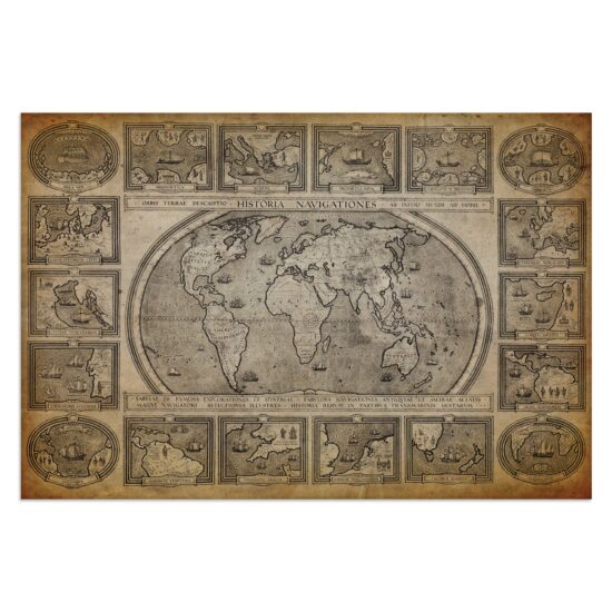 Placa Decorativa Vintage Mapa Antigo Navegações