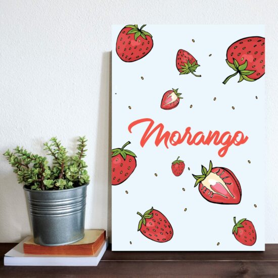 Placa Decorativa MDF Frutas Morangos 30x40cm