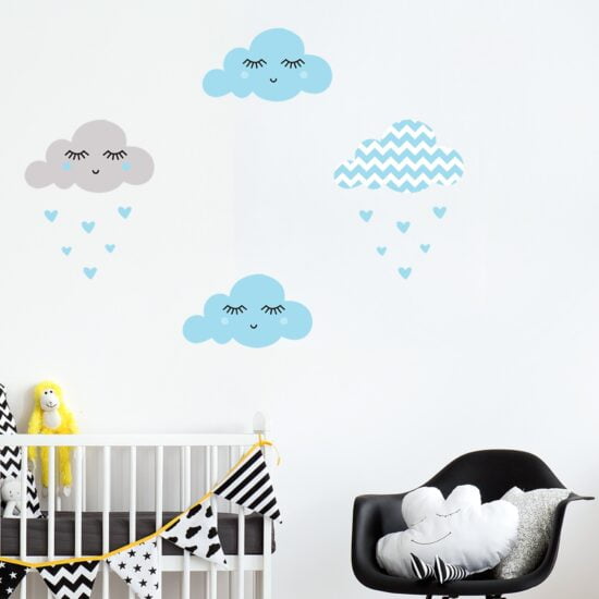 Adesivo de Parede Infantil Nuvens Chevron Azul