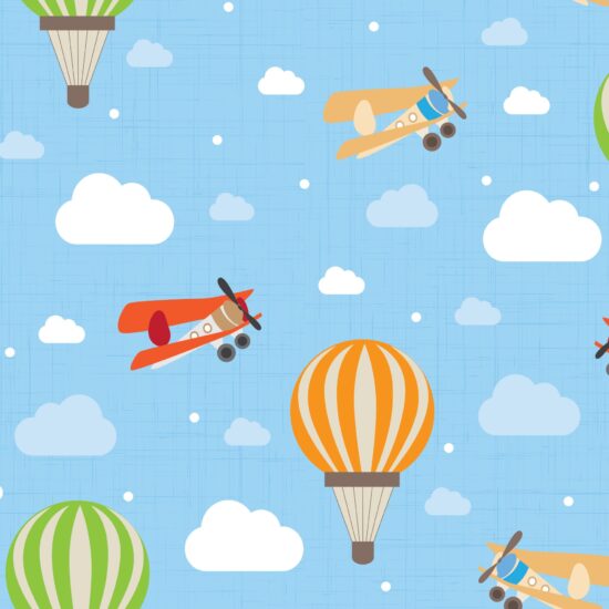 Papel de Parede Balões e Aviões para Quarto Infantil