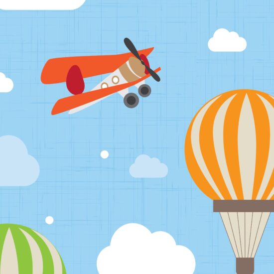 Papel de Parede Balões es e Aviões para Quarto Infantil