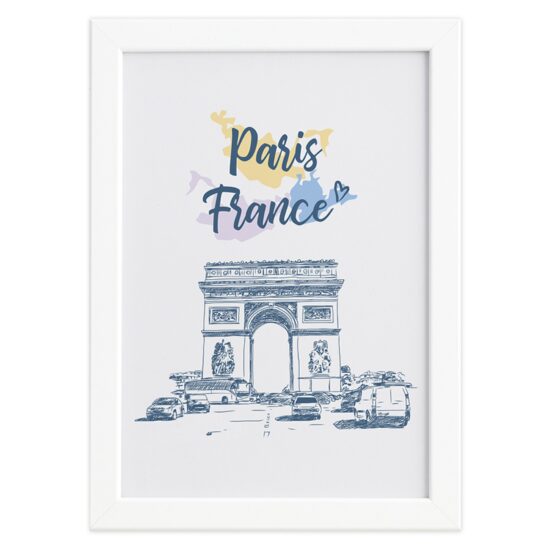 Quadro Paris Arco Triunfo França Moldura Branca