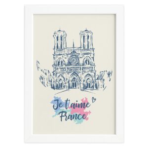 Quadro Paris Notre Dame Moldura Branca