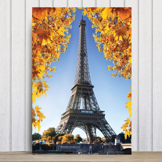 Placa Decorativa Foto Paris Torre Eiffel e Flores MDF