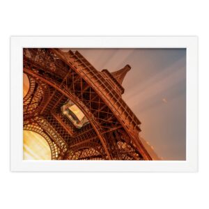 Quadro Foto Paris Torre Eiffel Sol Moldura Branca