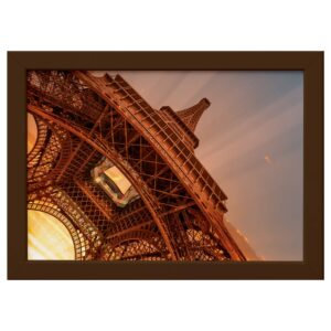 Quadro Foto Paris Torre Eiffel Sol Moldura Marrom