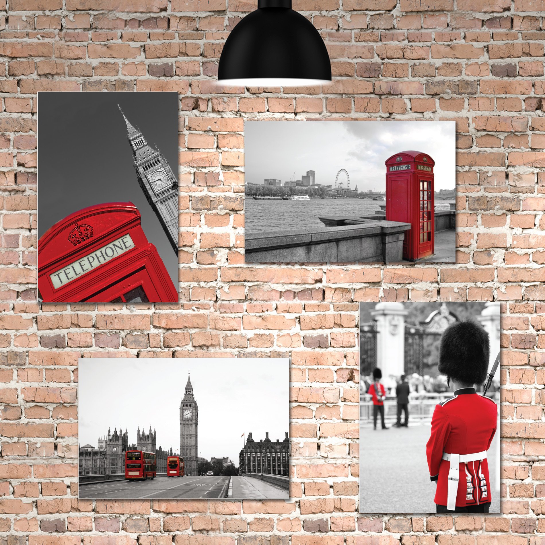 Placa Decorativa MDF Fotos Londres Detalhe Vermelho 30x40cm
