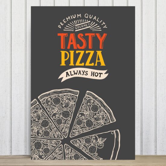 Placa Decorativa MDF Frase Pizza Tasty 30x40cm