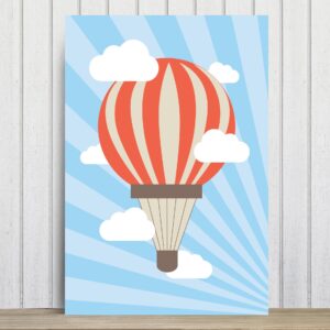 Placa Decorativa MDF Infantil Balão e Nuvens