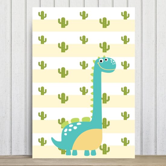 Placa Decorativa Infantil Dinossauro Baby 2 Turquesa 30x40